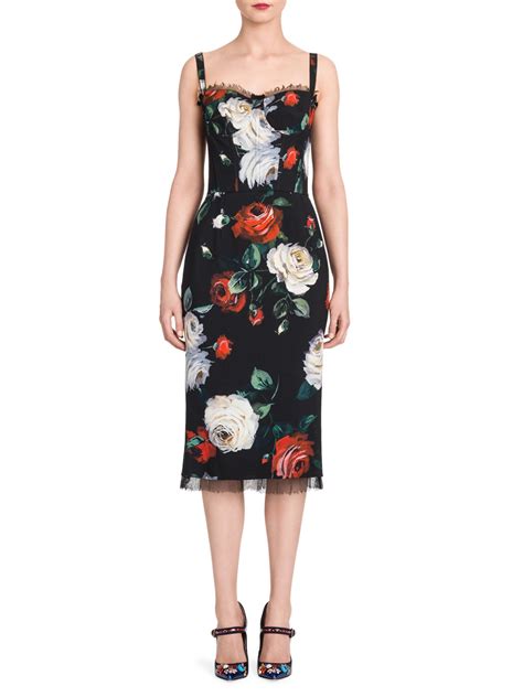 dolce gabbana black dress with roses|dolce gabbana floral dress sale.